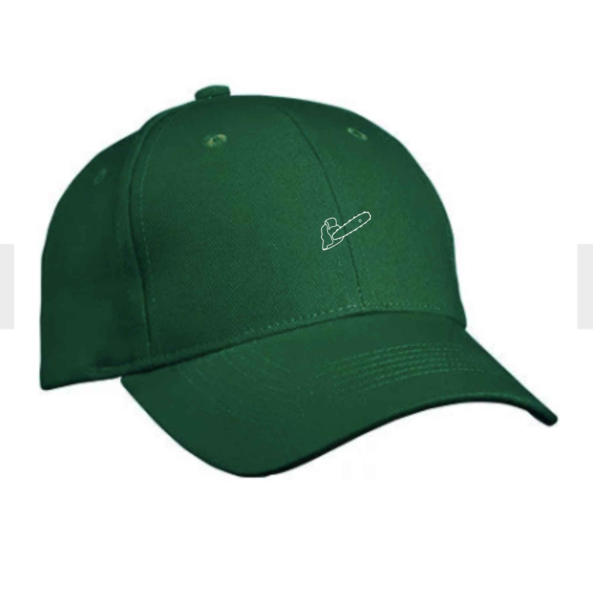 Cap mit Motorsägen-Motiv bestickt in Farbe Grün