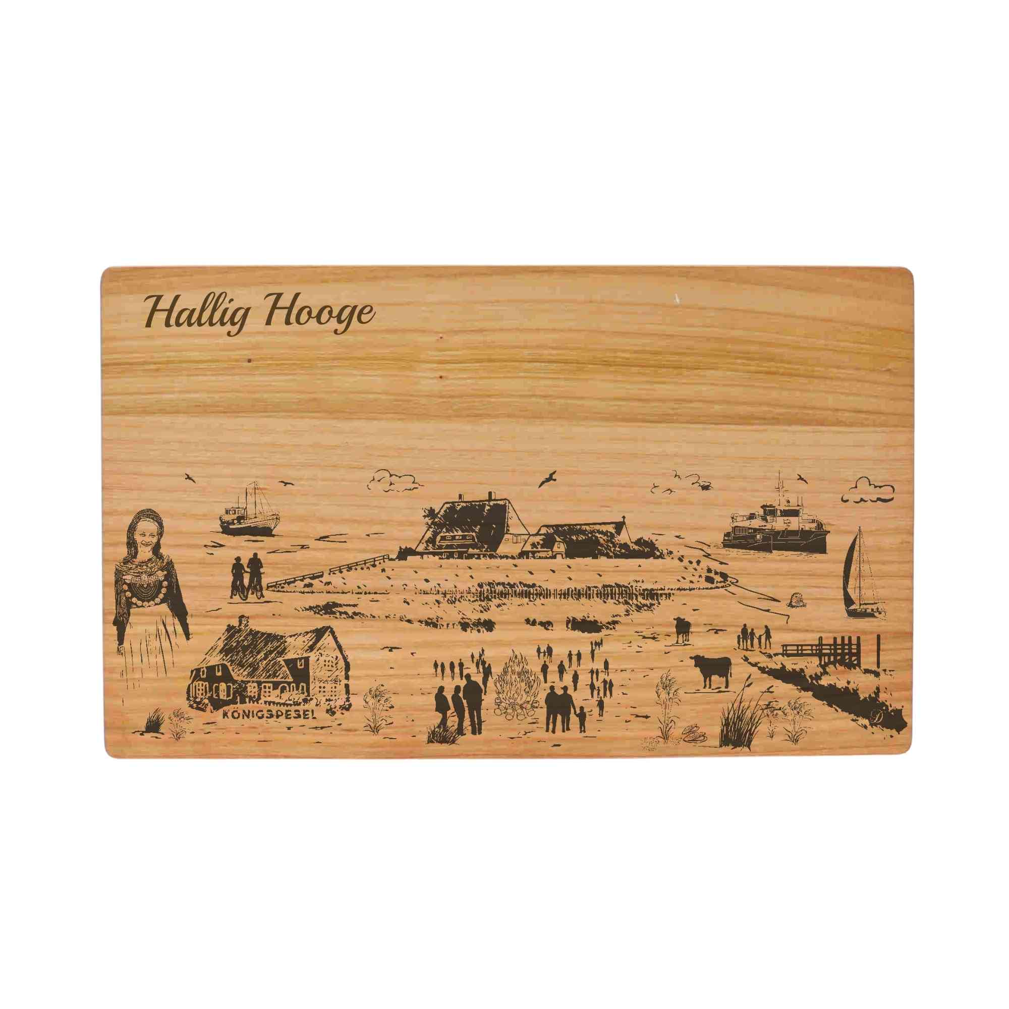 Hallig Hooge Geschenk Holzbrett Stadt Hallig Hooge Schneidebrett Skyline