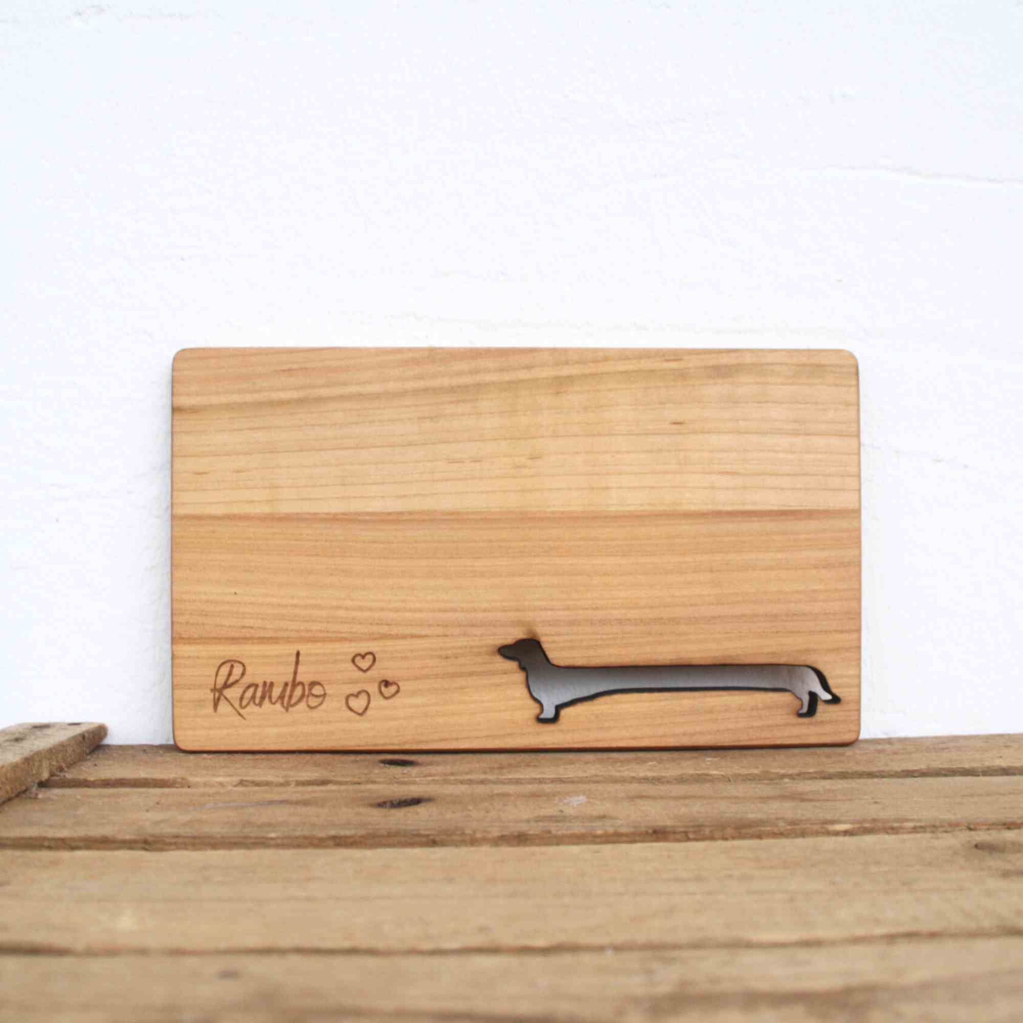 Brettchen Dackel Geschenk Frühstücksbrett für Dackel Fans