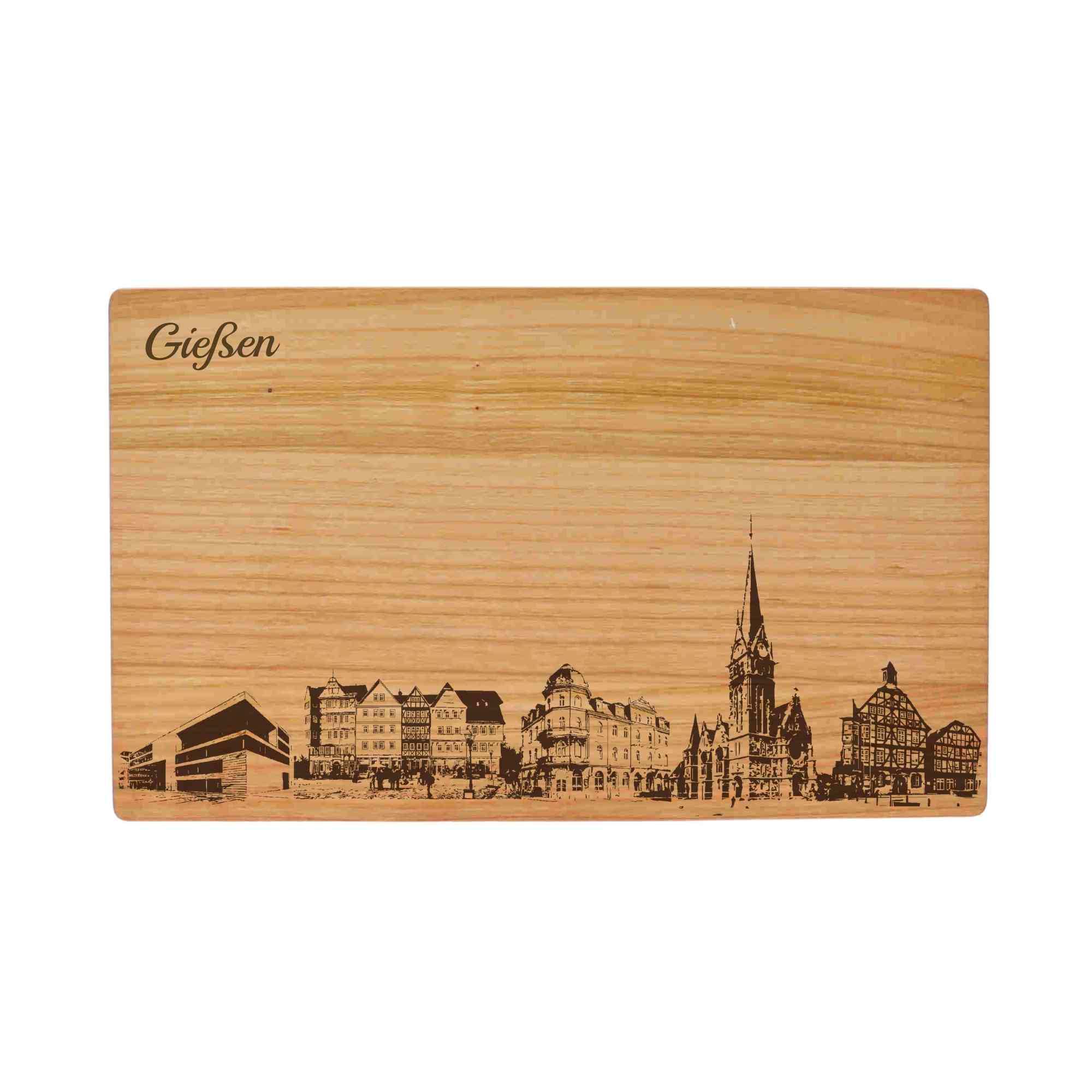 Gießen Geschenk Holzbrett Stadt Gießen Schneidebrett Skyline