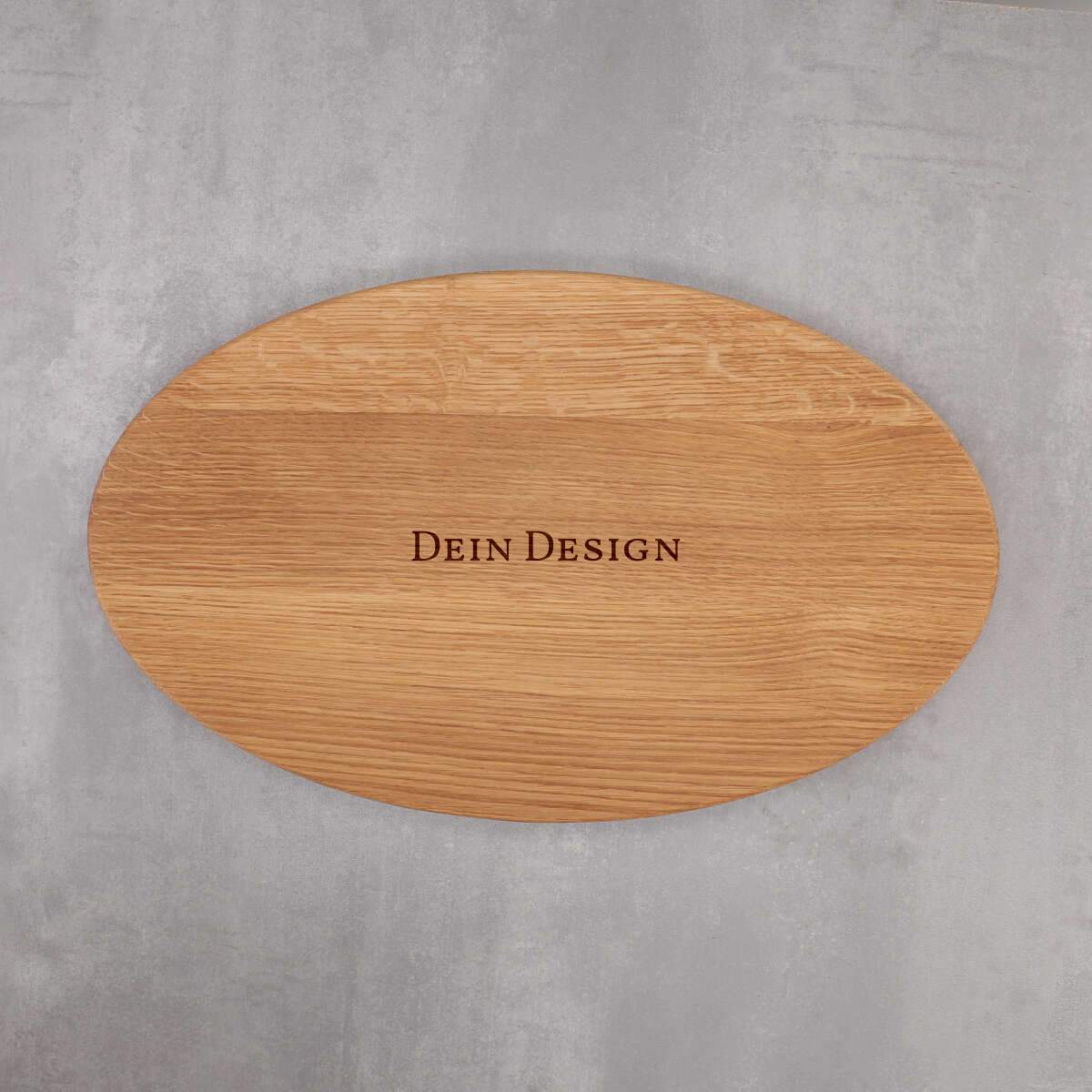 Massivholzschild Eiche Oval 50x30 cm - Freie Gestaltung (Online-Designer)