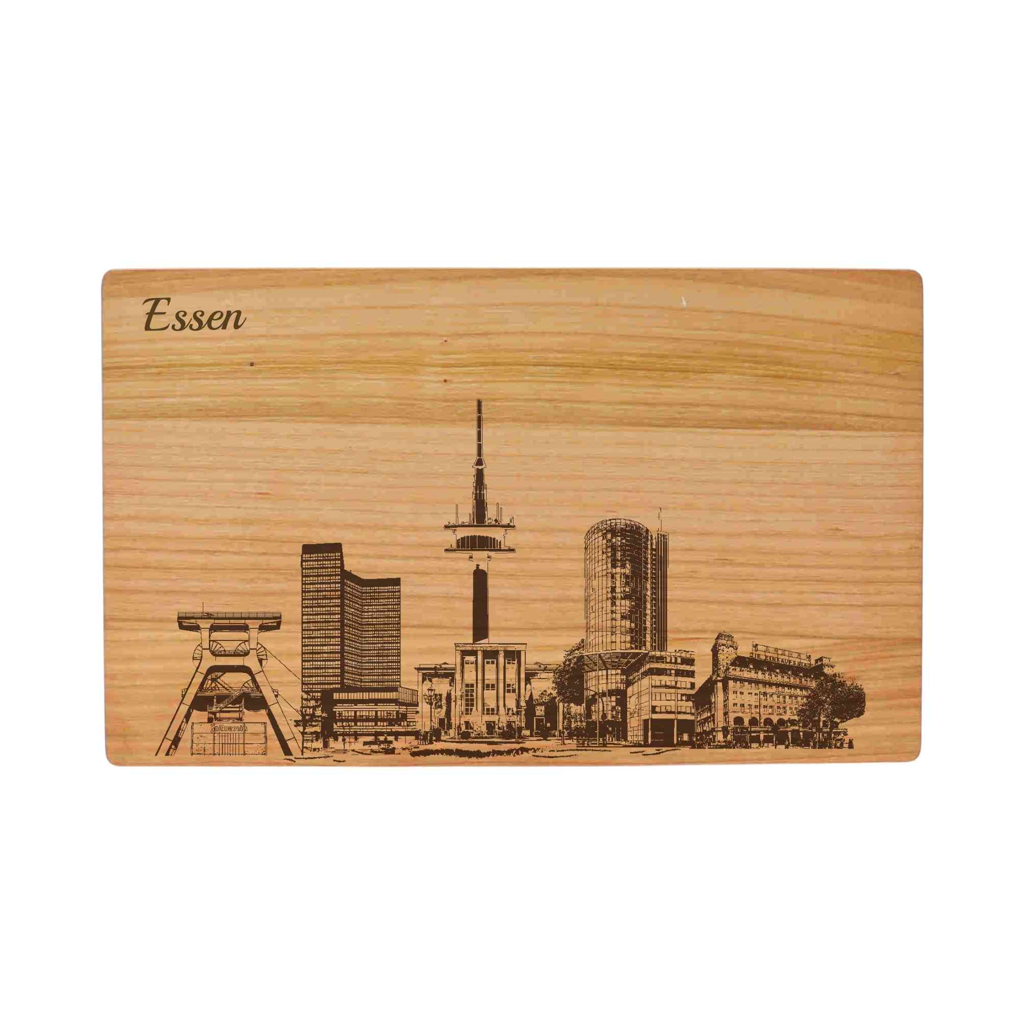 Essen Geschenk Holzbrett Stadt Essen Schneidebrett Skyline