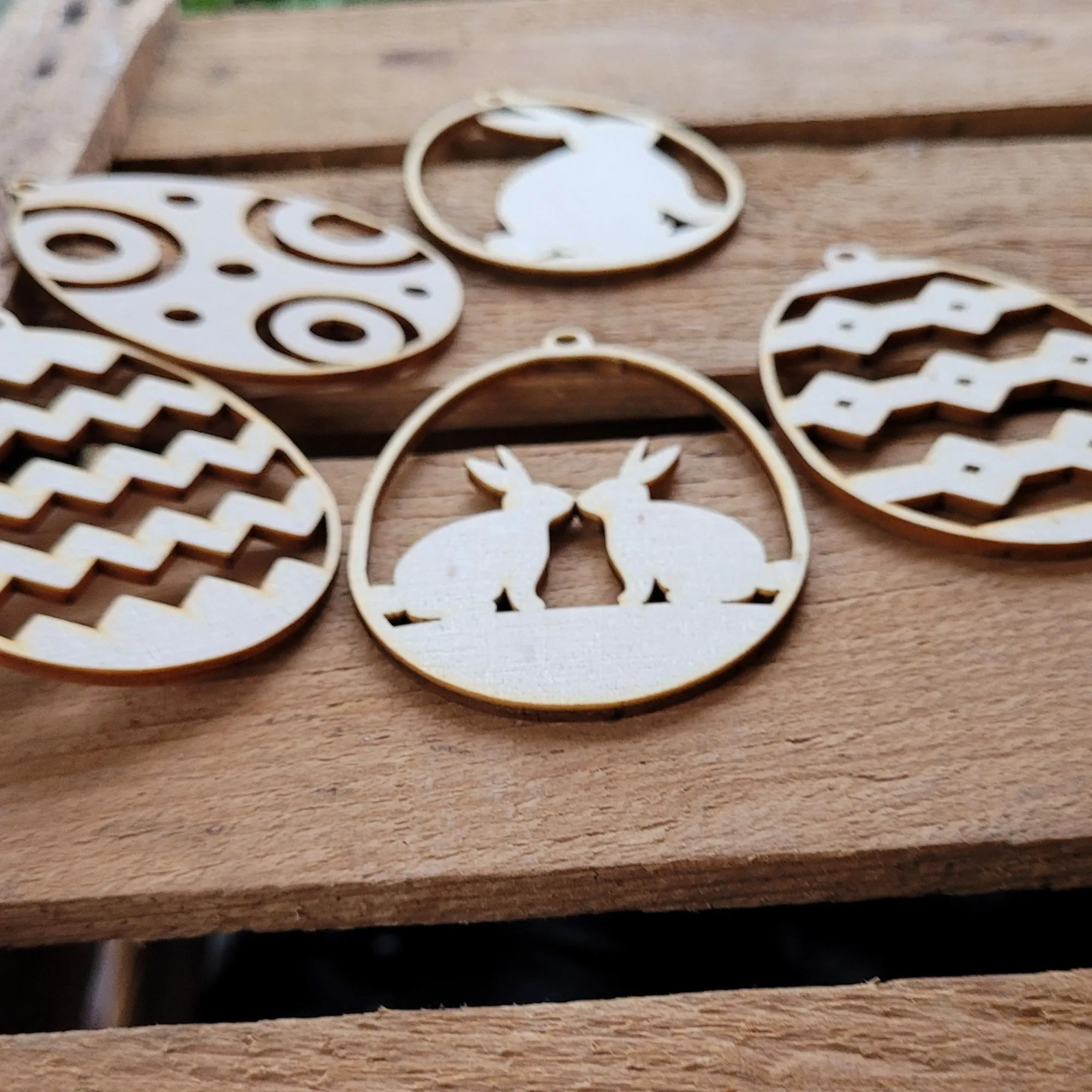 Ostereier aus Holz - Deko Frühling Ostern 5er Set