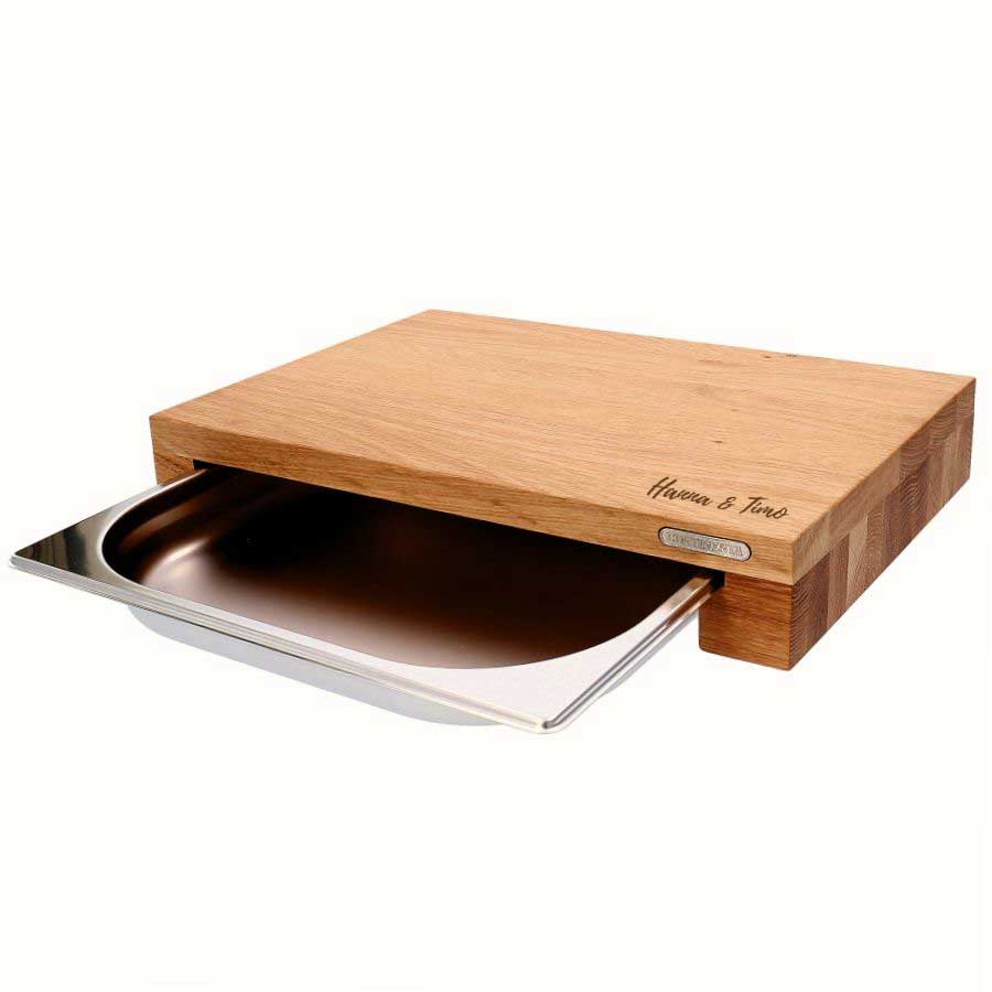 Premium Küchenbrett mit Schublade - individuell graviert Schublade, Mobiliar, Tabelle