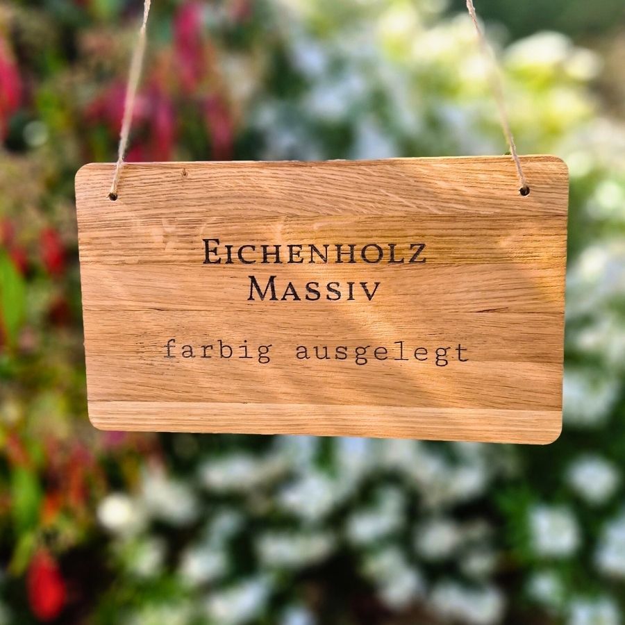 Schild Eichenholz mit Wunschtext oder Logo Hartholz, Gebeiztes Holz, Holz, Maschine, Schraube