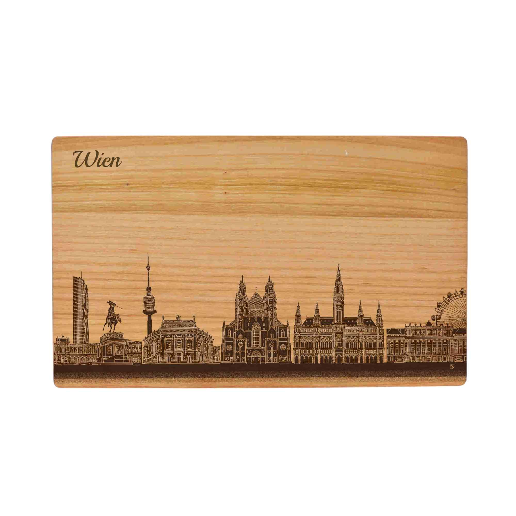 Wien Geschenk Holzbrett Stadt Wien Schneidebrett Skyline