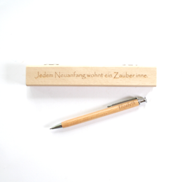 Geschenk zum Umzug  - Holzkugelschreiber mit Etui