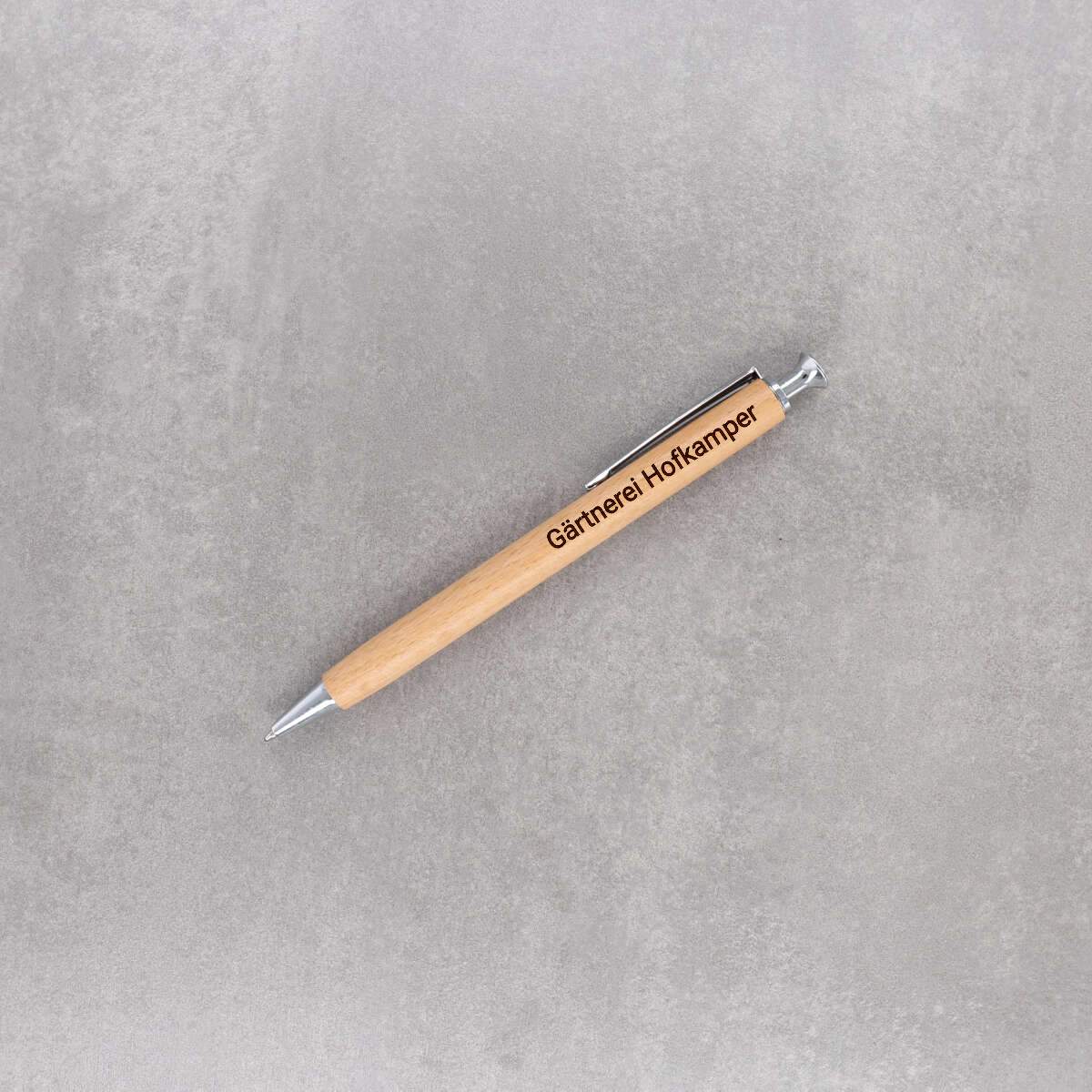 Kugelschreiber aus Holz mit Logogravur