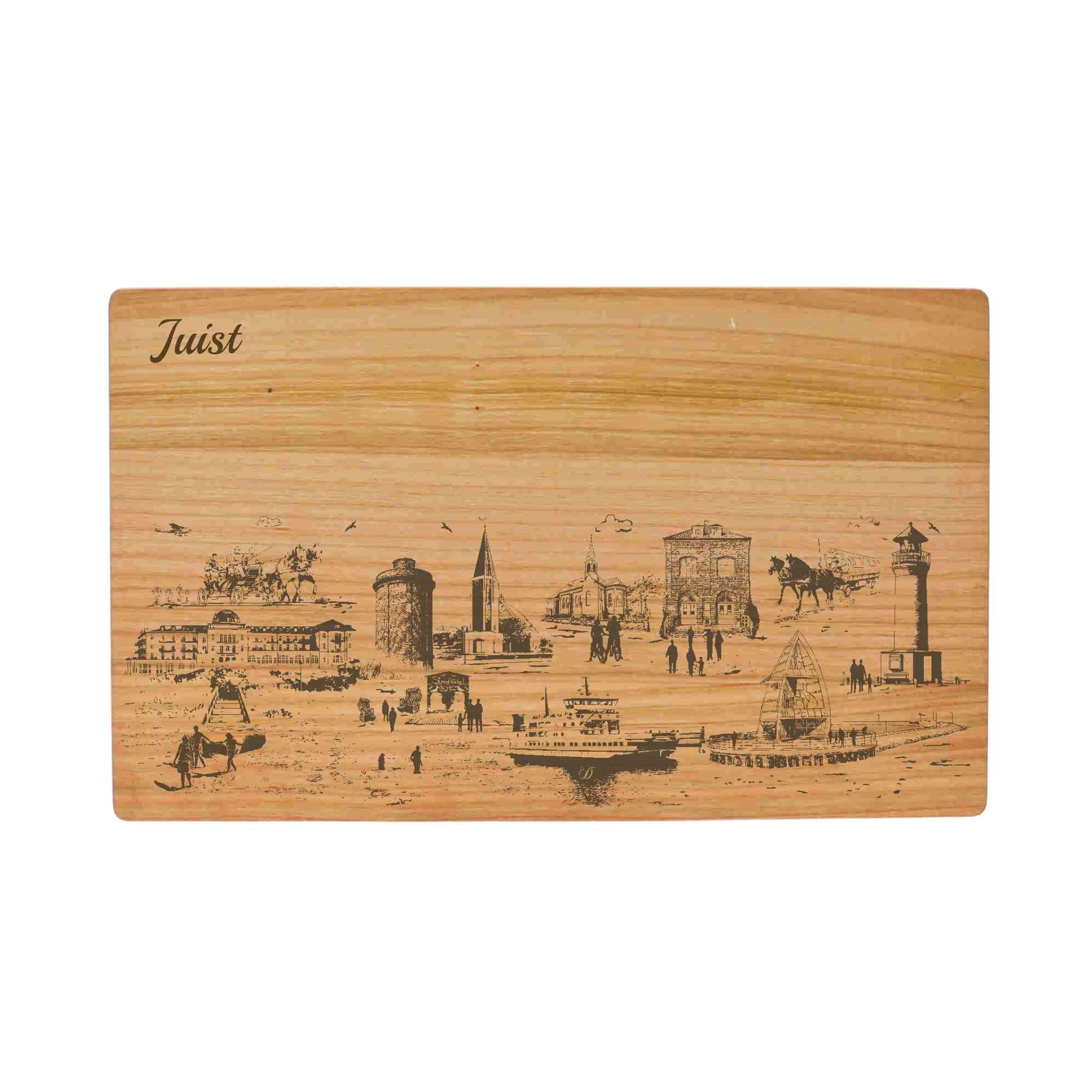 Juiost Geschenk Holzbrett Stadt Juist Schneidebrett Skyline