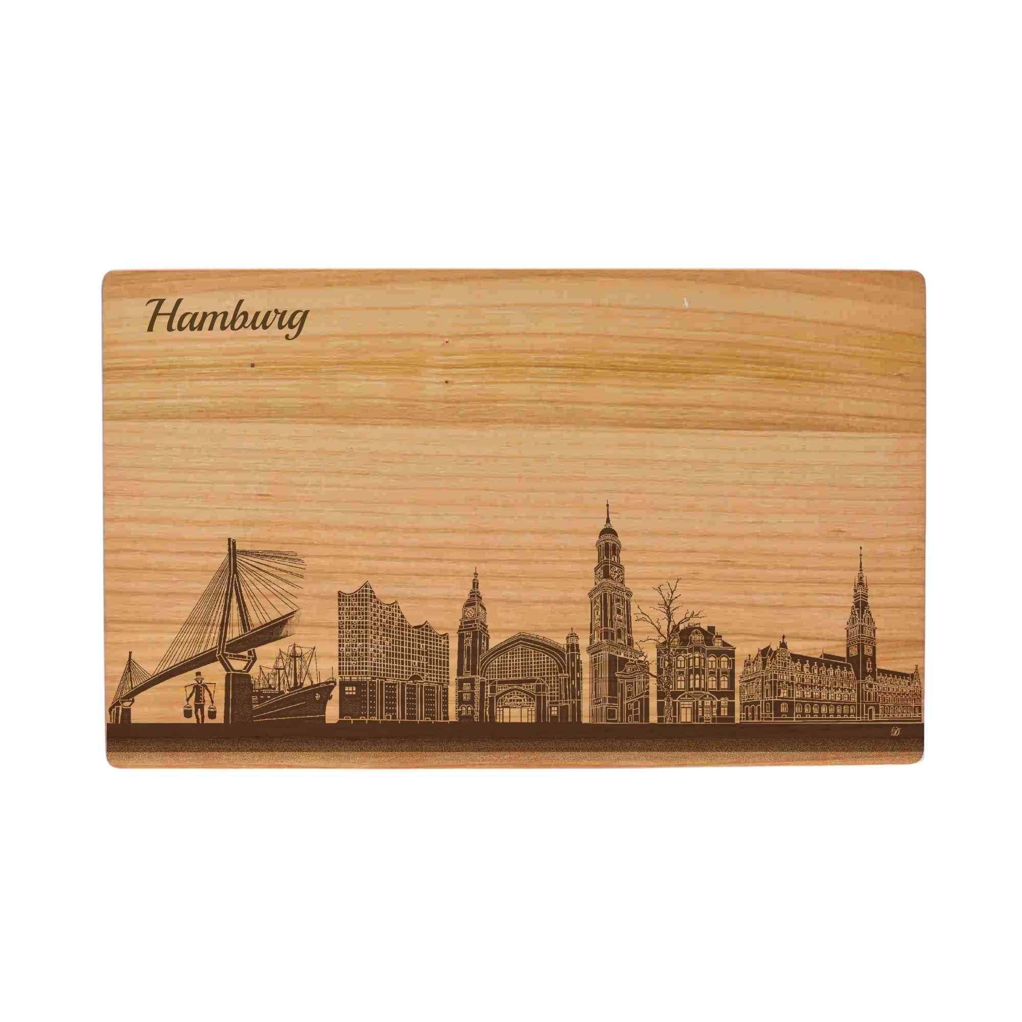 Hamburg Geschenk Holzbrett Stadt Hamburg Schneidebrett Skyline