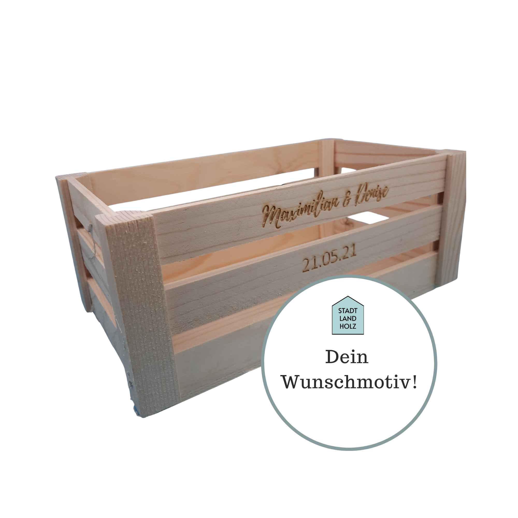 Personalisierte Dekoidee - Kleine Obstkiste Holzbox Holzkiste Steige mit Gravur Personalisierte Dekoidee - Kleine Obstkiste Holzbox Holzkiste Steige mit Gravur