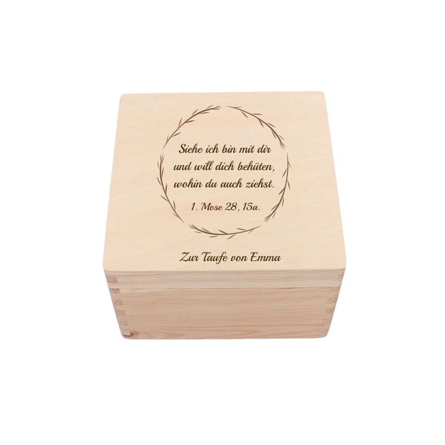 Holzbox zur Taufe Erinnerungskiste handgefertigt personalisiert