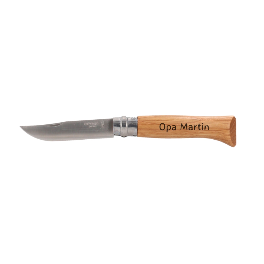 Eichenholz - Premium Opinel Taschenmesser mit Wunschgravur Besteck, Klinge, Waffe, Messer, Dolch