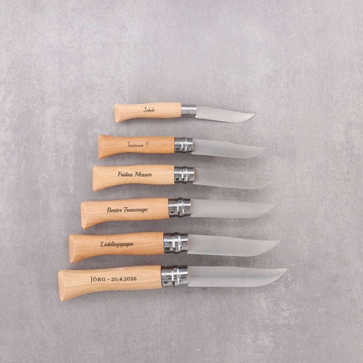 Opinel Taschenmesser mit Wunschgravur - verschiedene Größen