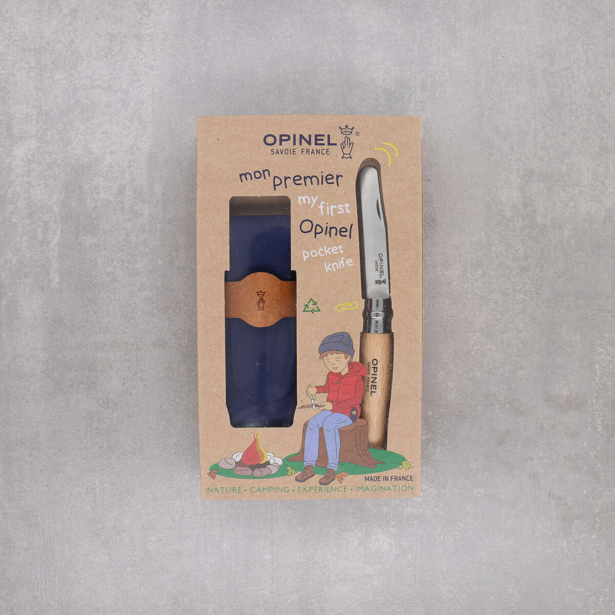 Personalisiertes Kindertaschenmesser mit Etui und Wunschnamen Mein erstes Opinel, verschiedene Farben zur Auswahl