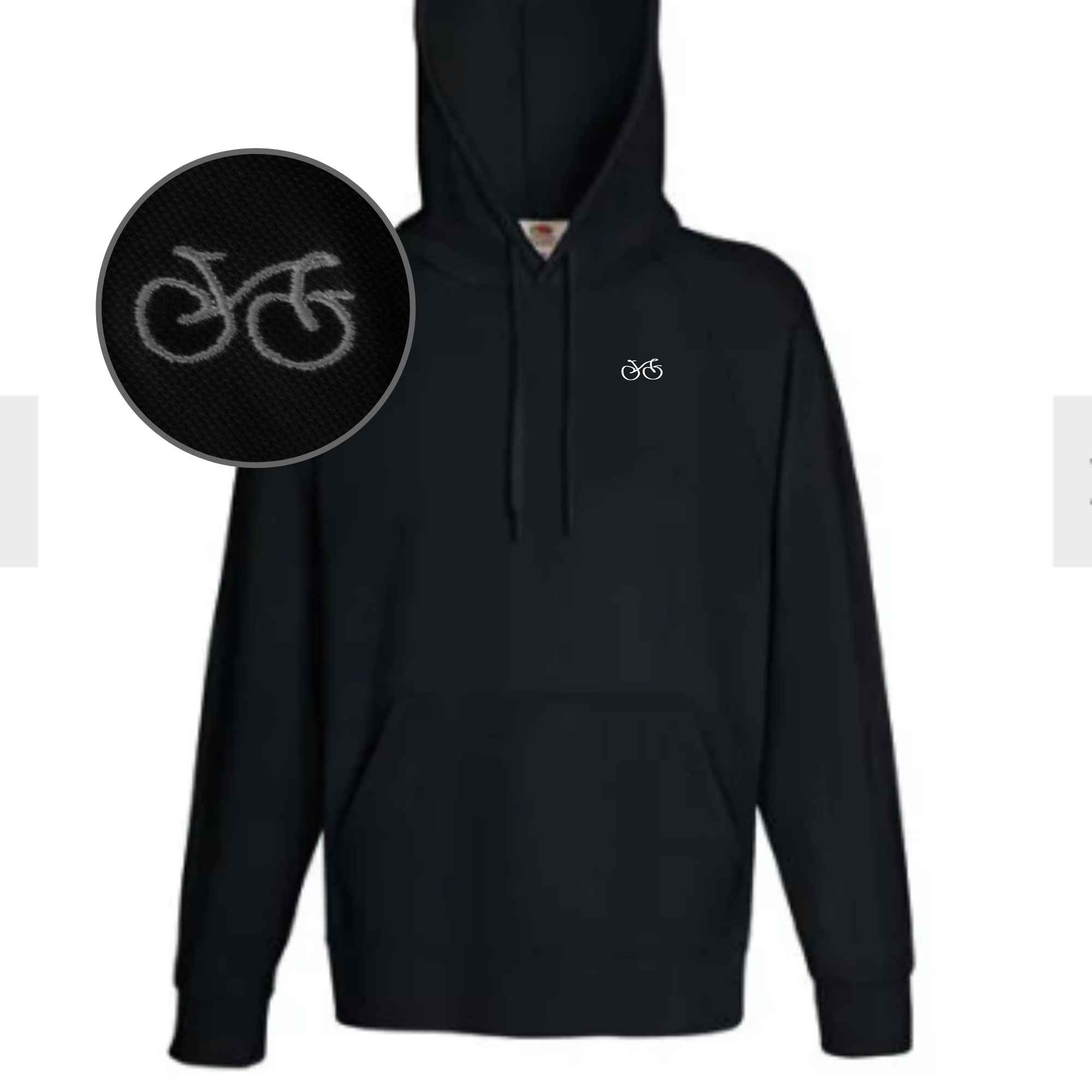 Sportliche Hoodies bestickt mit einem Fahrradmotiv in der Farbe Schwarz