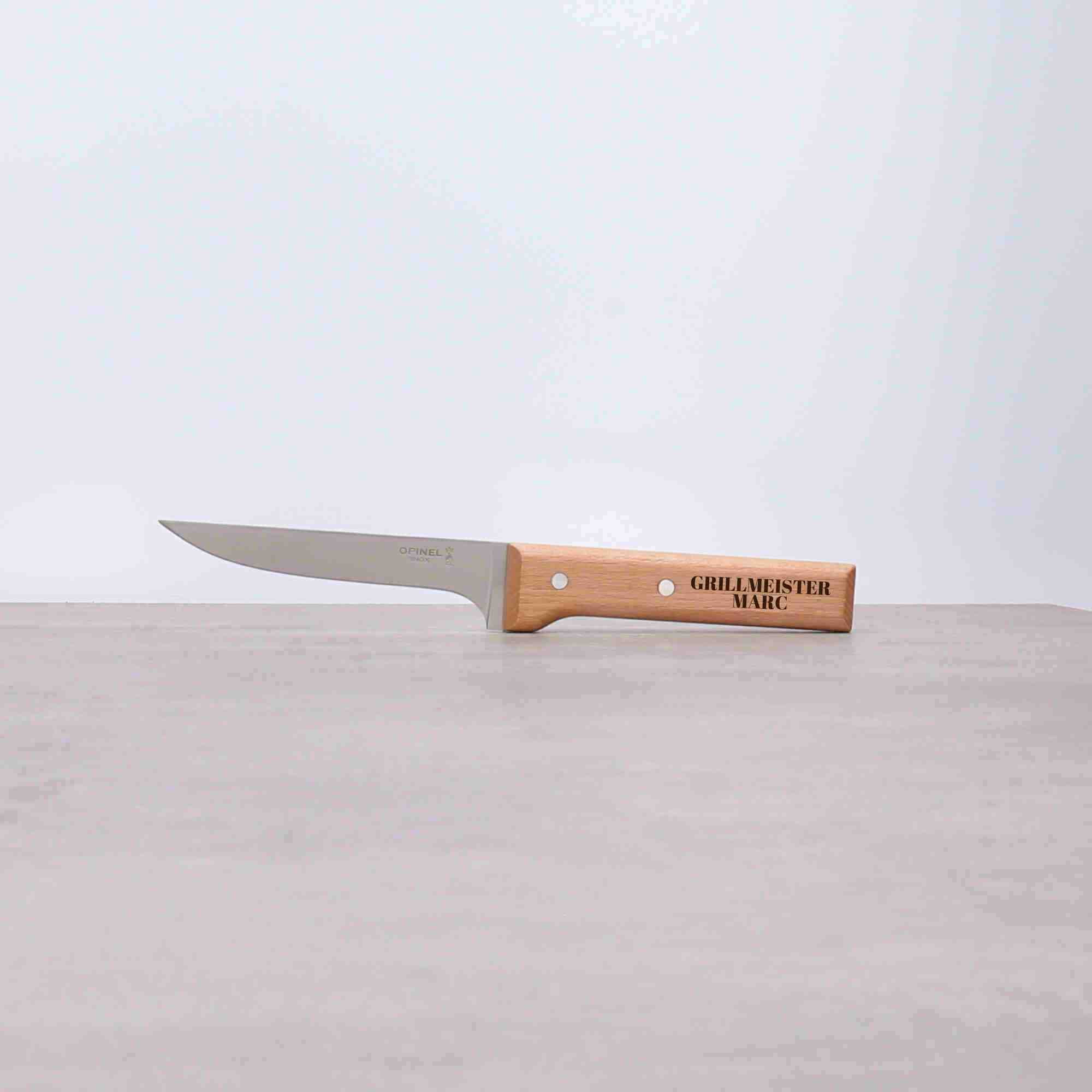 Personalisiertes Fleischmesser mit individueller Holzgriffgravur Opinel No122