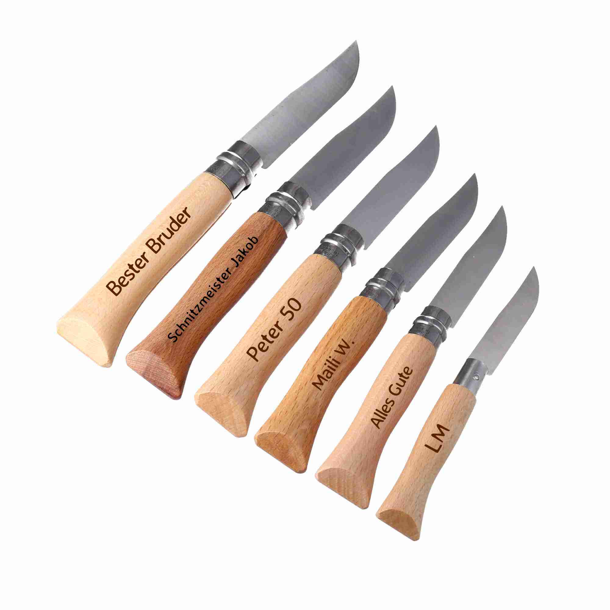 Lasergravur Klappmesser Gravierte Taschenmesser in verschiedenen größen, personalisiert mit Namen, einem Text oder Spruch oder einem Logo, Symbol oder Motiv