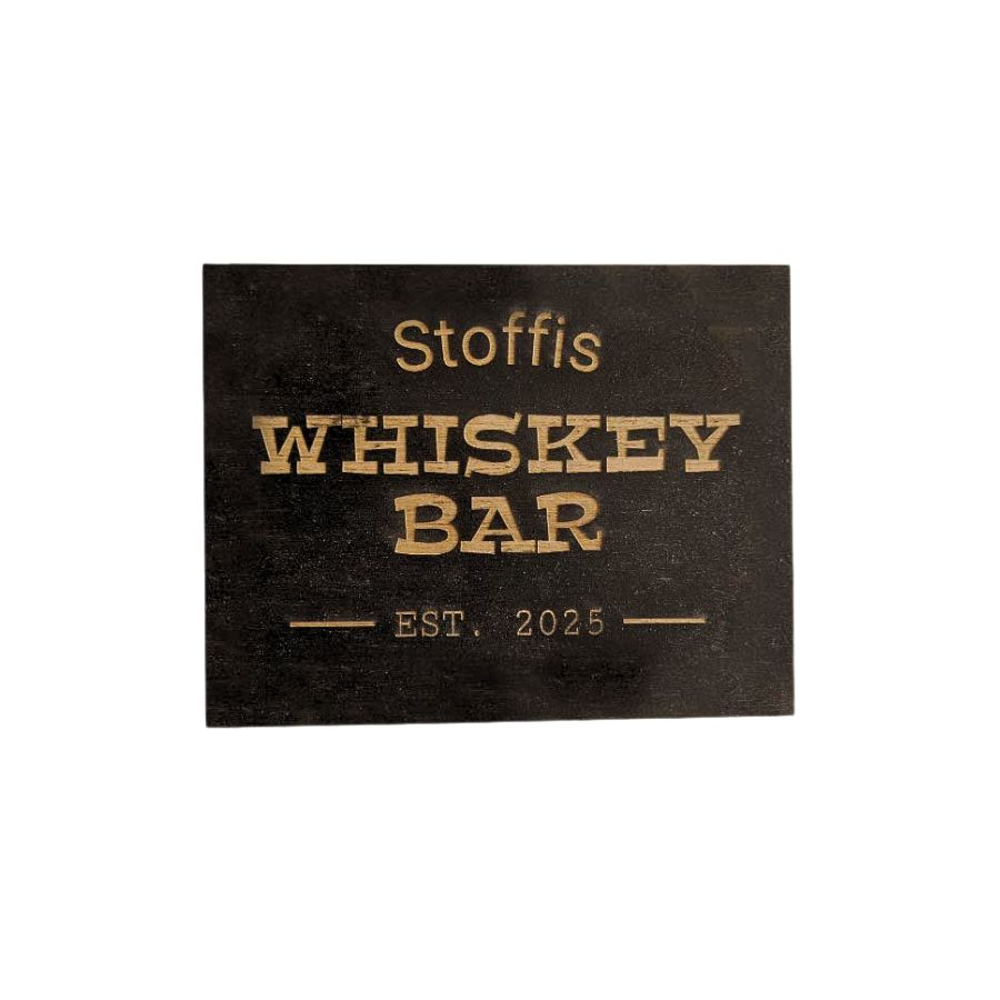 Holzschild schwarz mit individueller Gravur – verschiedene Größen Visitenkarte, Papier, Text, Flasche